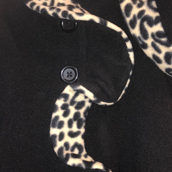 Black Infant winter coat & hat with leopard print - Picture 3 of 5